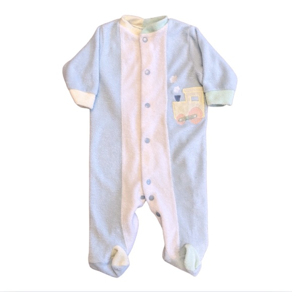 Vintage Other - Vintage Little Me Pastel Pastel Terry Train Sleeper Footie Pajamas Size 6 Months